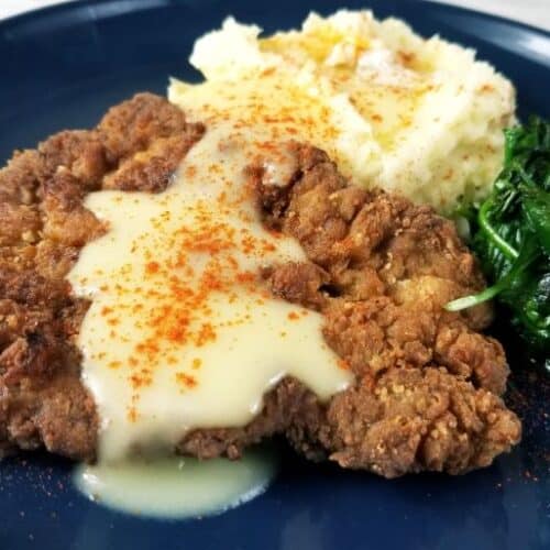 Country Fried Deer Steak and Gravy with Mashed Potatoes