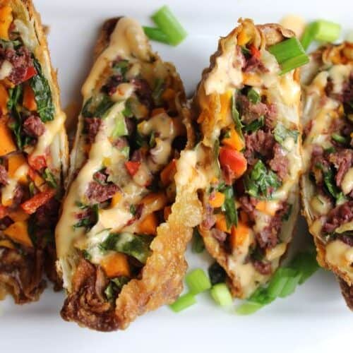 Goose Pastrami Irish Egg Rolls