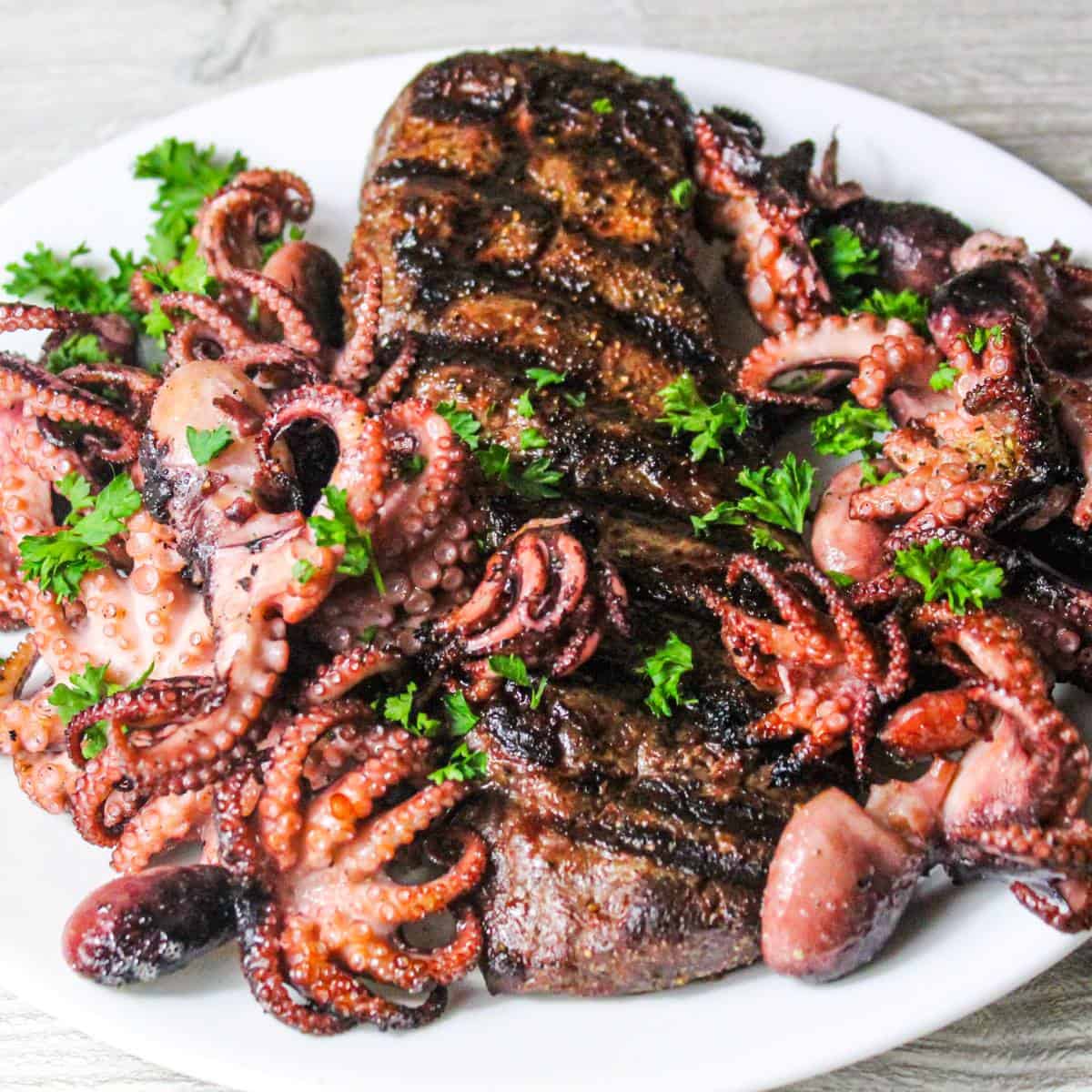 Grilled Baby Octopus and Antelope Steak by Jeff Benda