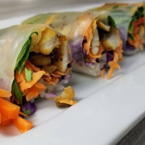 These Popiah (Run Bing) are Taiwanese Spring Rolls made with fresh vegetables and pan seared fish.