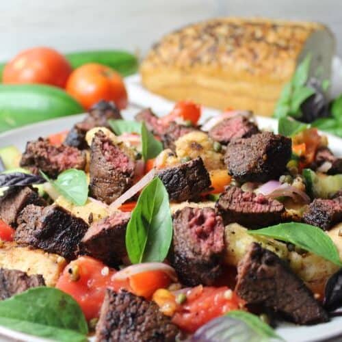 Pronghorn Antelope Steak Panzanella Salad