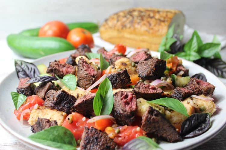 Venison Steak and Panzanella Salad