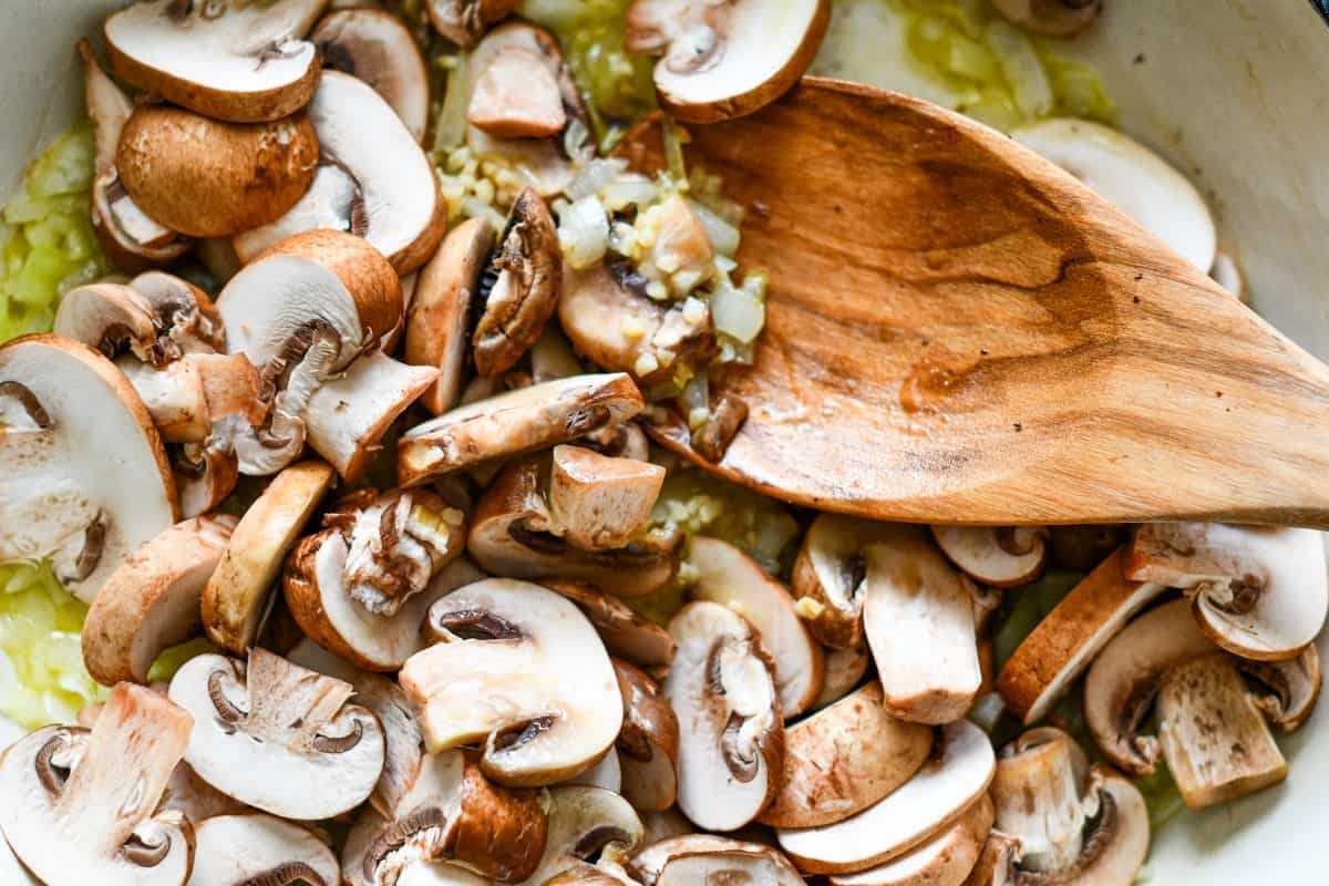 Sauteed Baby Bella Mushrooms with onion and garlic