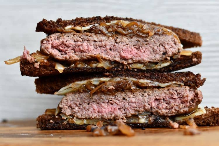 Venison Patty Melt cooked to perfection