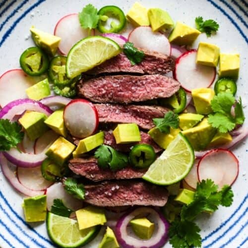 Venison Steak Salad with Avocado and Radish