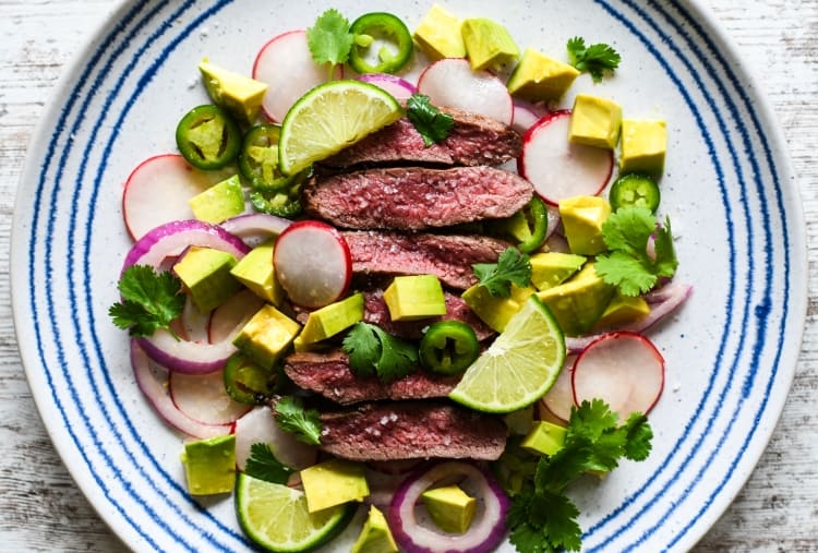 Venison Steak Salad with Avocado and Radish