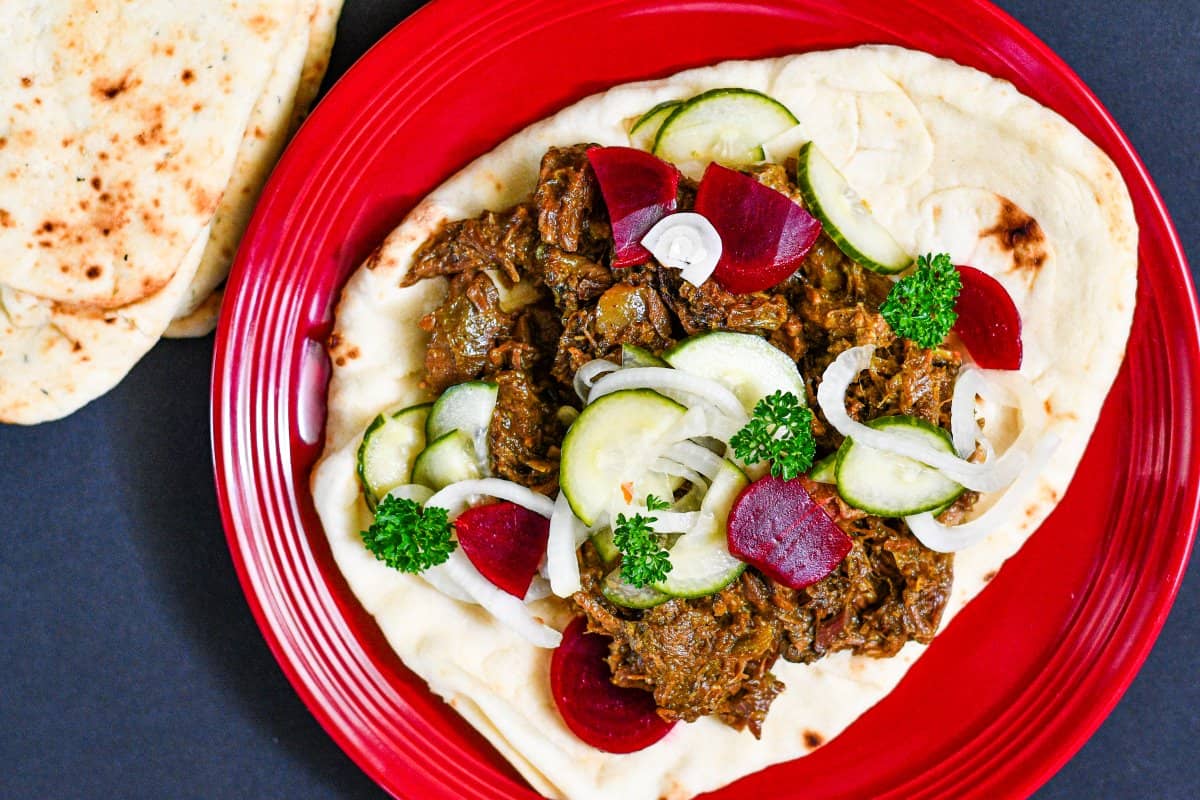 Venison Shawarma Meat Recipe with Quick Pickled Salad