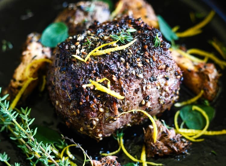 Za'atar-Crusted Elk Loin with Lion's Mane Mushrooms