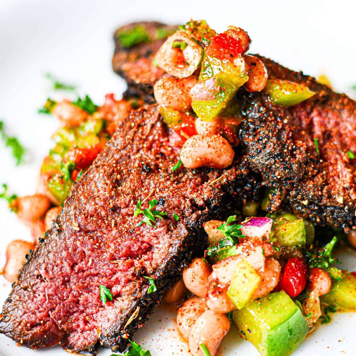 Coffee Crusted Steak with Black Eyed Pea Salad by Jeff Benda