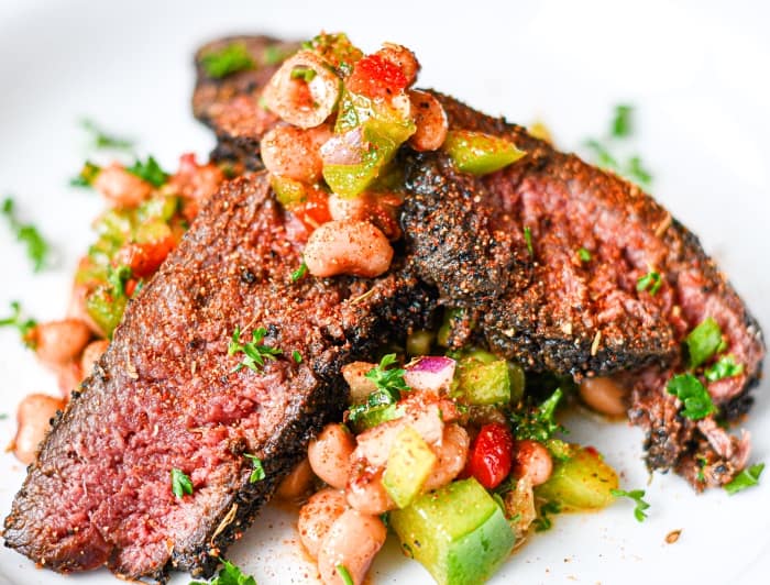 Coffee Crusted Steak with Black Eyed Pea Salad