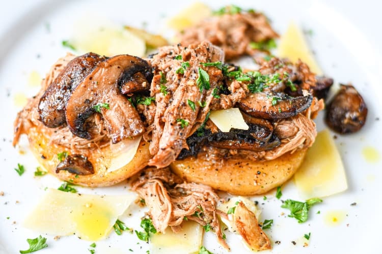 Braised Rabbit with Polenta and Mushrooms