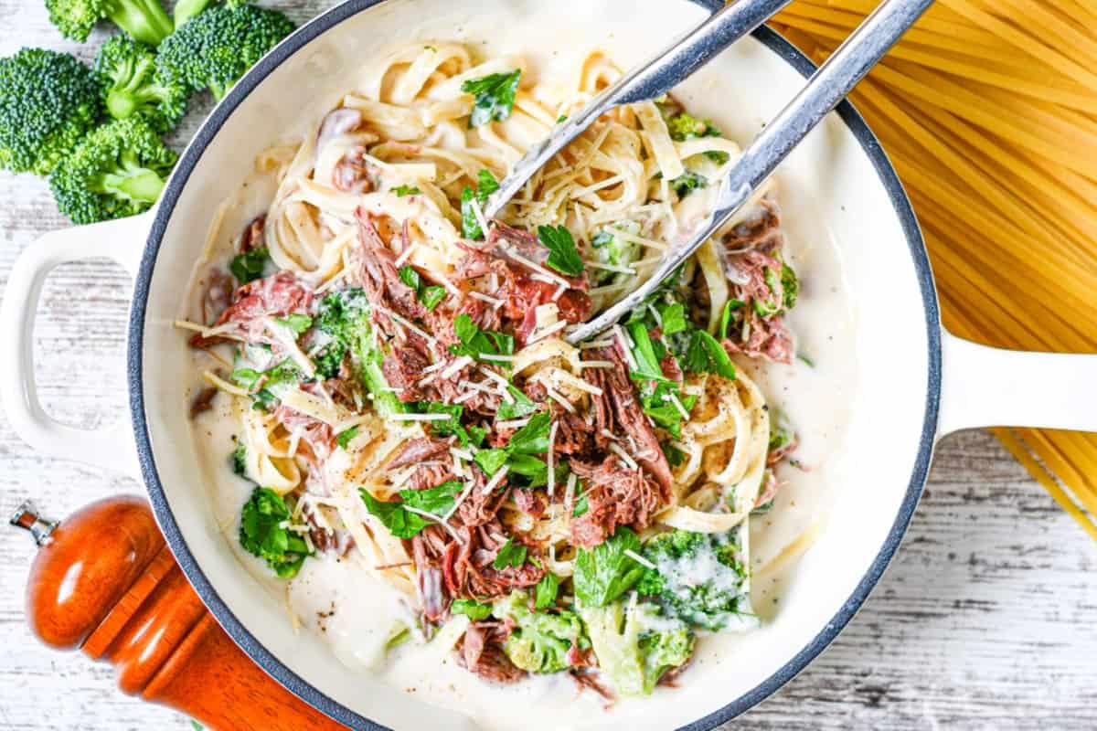 Goose & Broccoli Fettuccini with Alfredo Sauce from Scratch