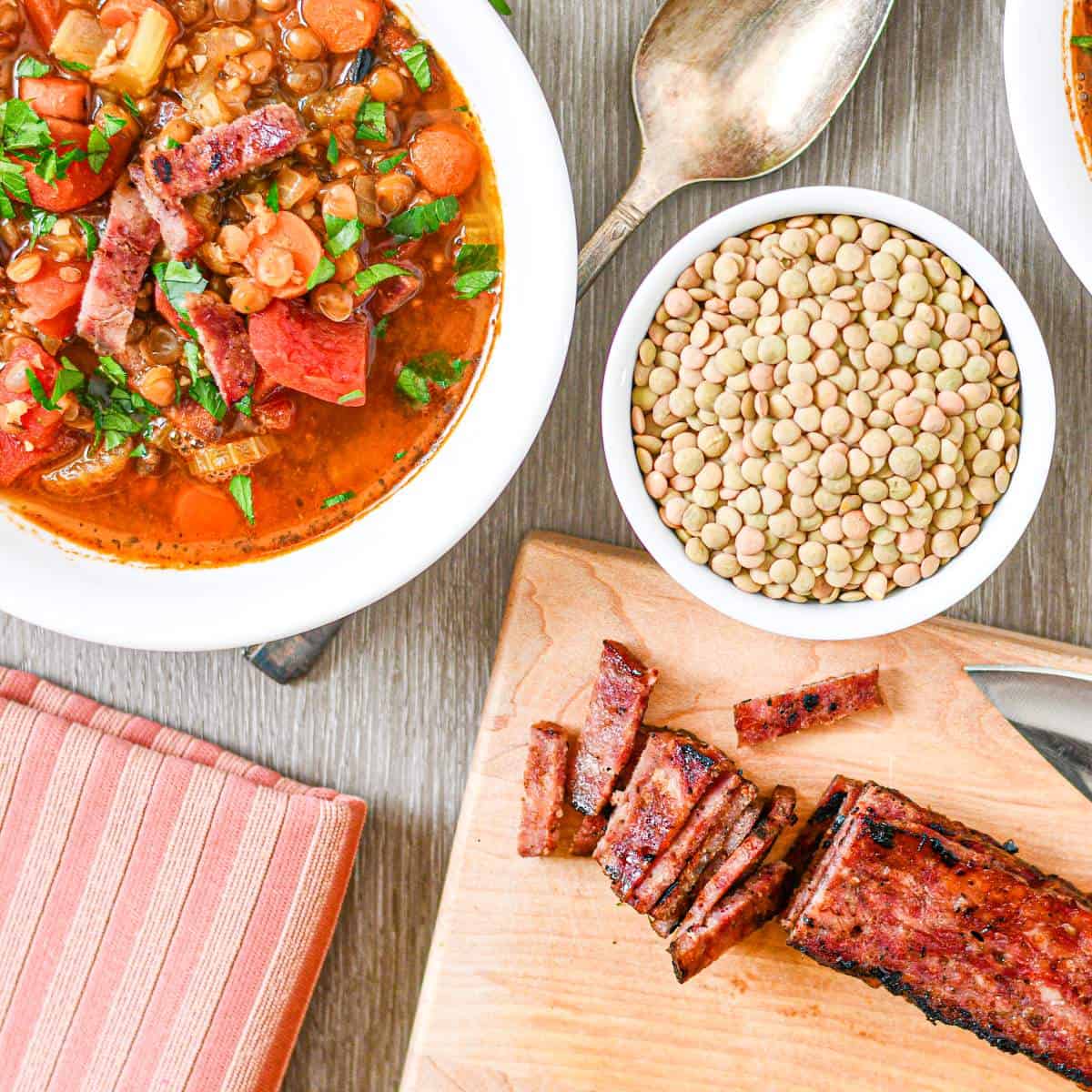 Deer Bacon and Lentil Soup