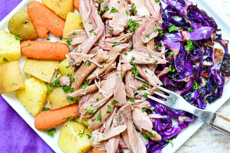 Learn how to cook rabbit for Saint Patrick's Day with this Corned Rabbit and Cabbage with potatoes and carrots