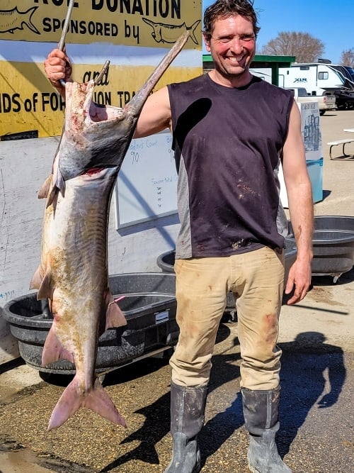 Jeff Benda with his American Paddlefish