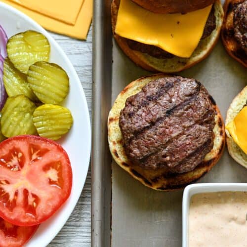 Venison Burgers with Cheese and all the Toppings