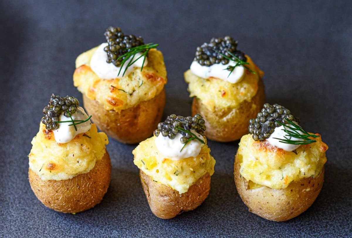 Twice Baked Baby Potatoes with Paddlefish Caviar Recipe