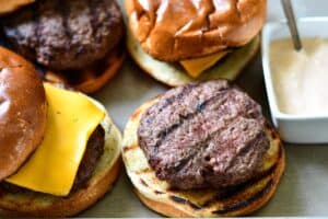 Grilled Venison Cheeseburgers with Sauce