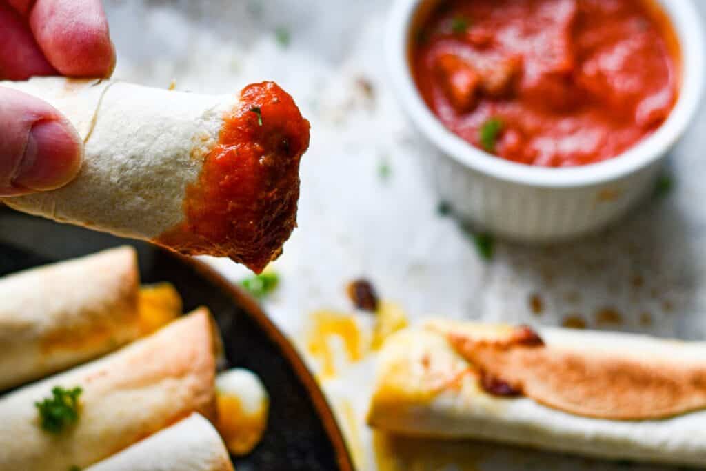 Deer Shank Pizza Roll Ups with Marinara Sauce