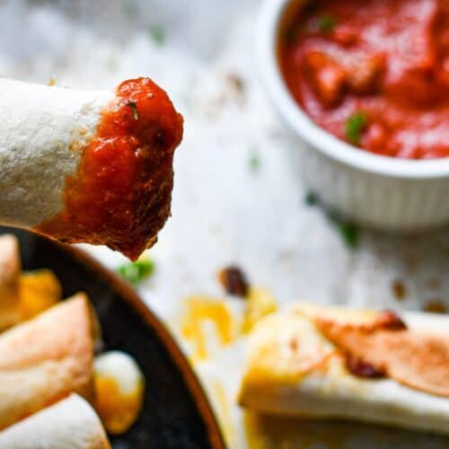 Deer Shank Pizza Roll Ups with Marinara Sauce