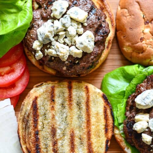 Blue Cheese Deer Burger Recipe with Toasted Buns