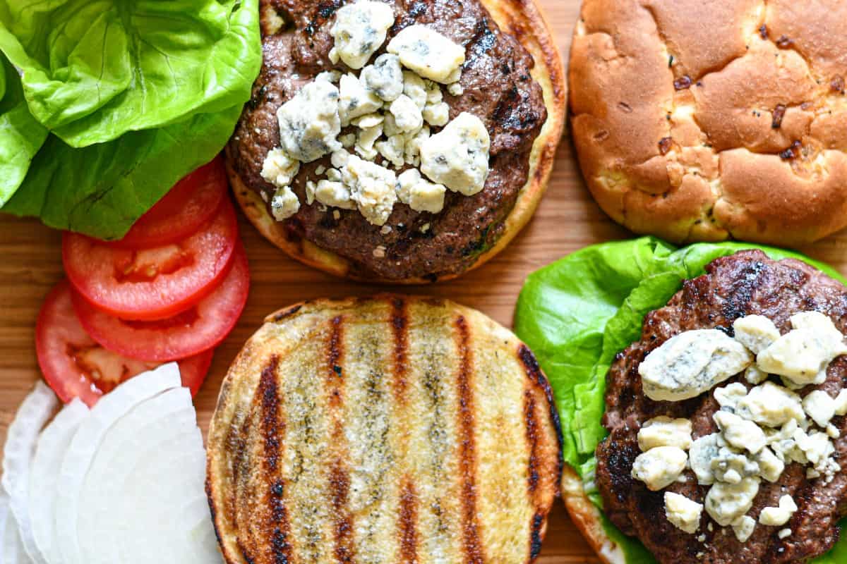 Blue Cheese Deer Burger Recipe with Toasted Buns