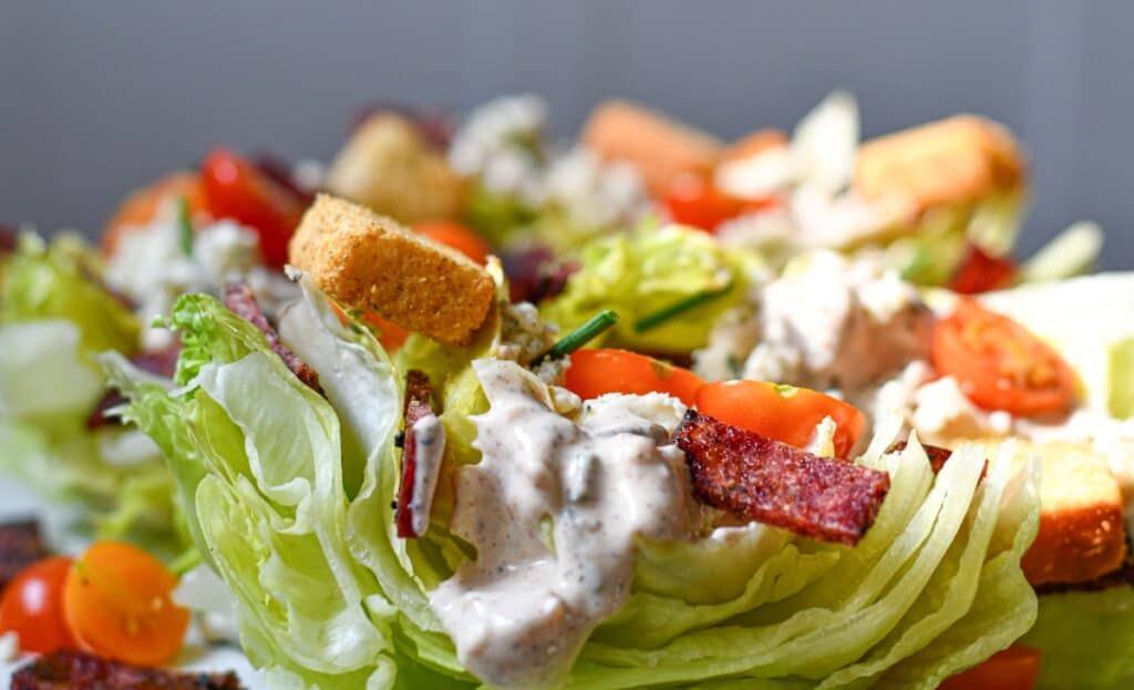 Venison Bacon Salad and Homemade Blue Cheese Dressing and Croutons