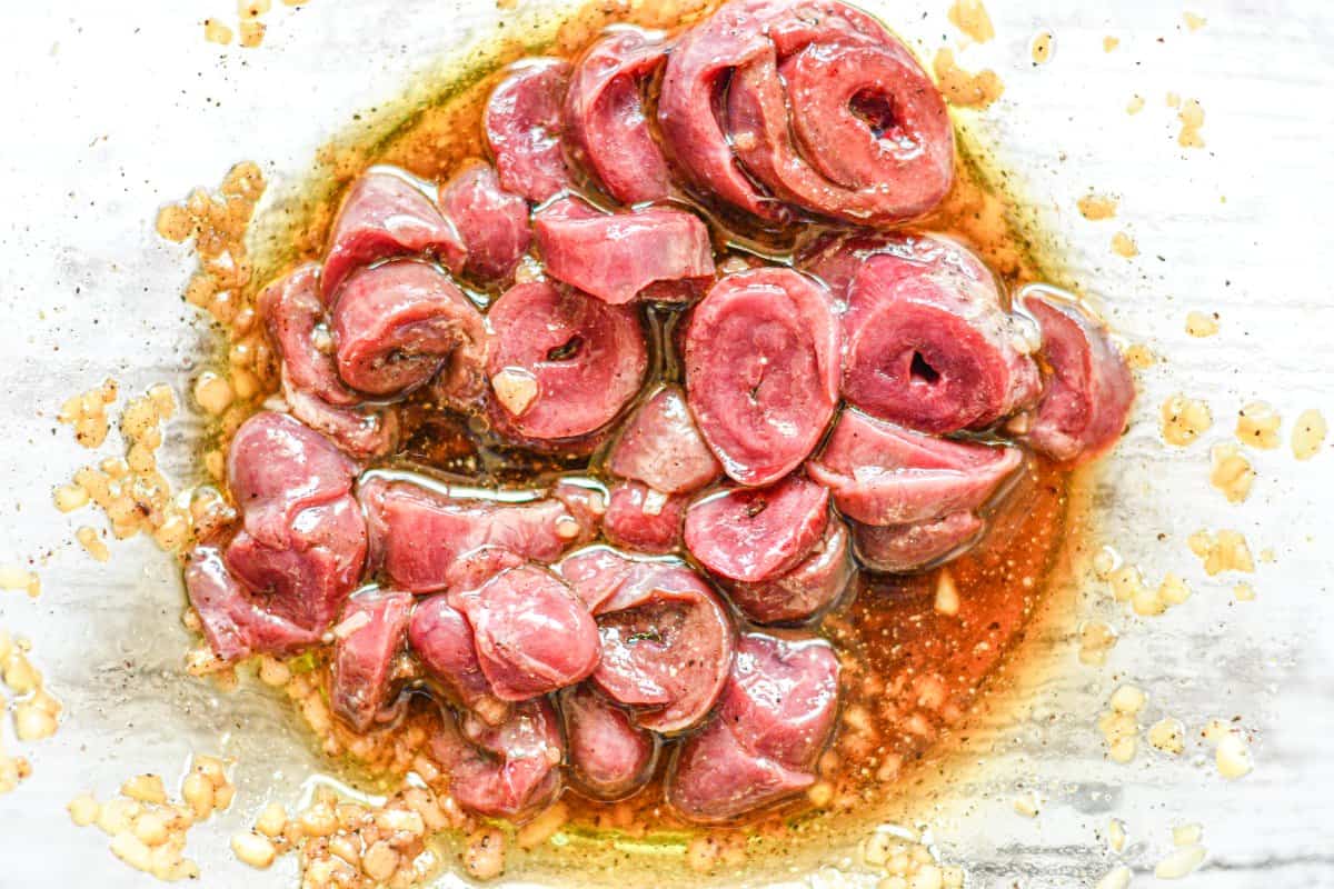 Marinated Duck Hearts