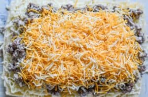 Shredded Cheese on Venison Cheeseburger Sliders