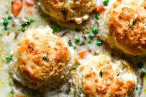 Pheasant Pot Pie topped with Biscuits