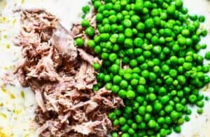 Shredded Pheasant Meat and Peas for Pheasant Pot Pie