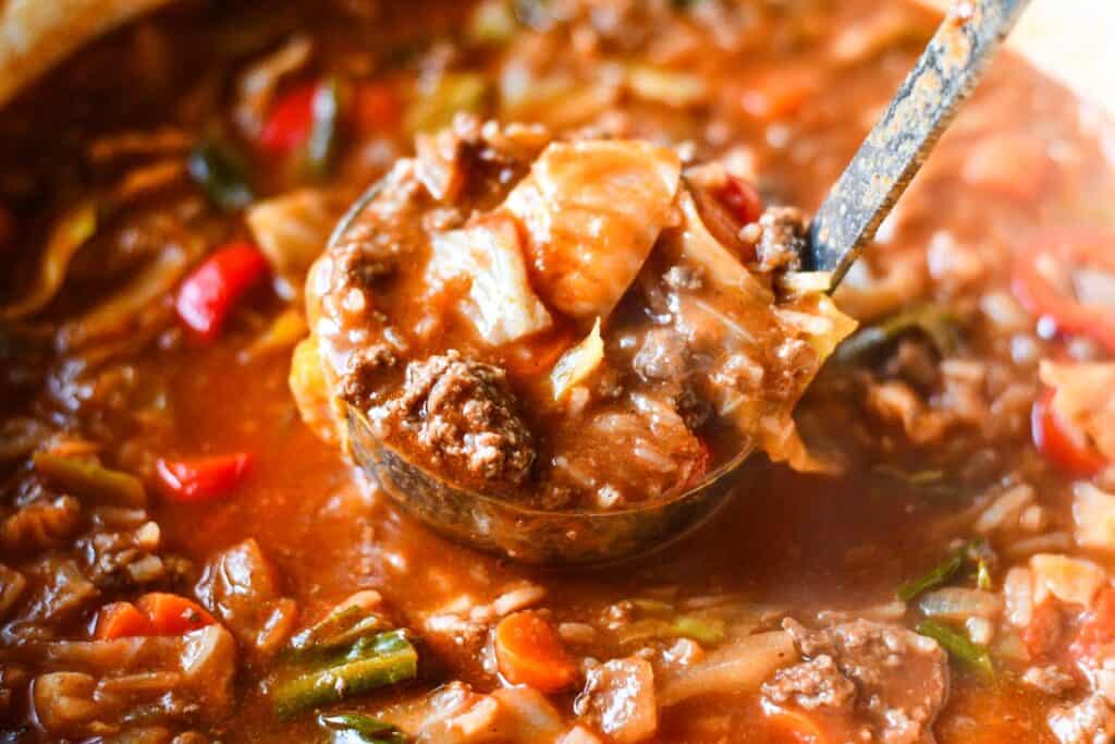 Stuffed Cabbage Soup with Venison