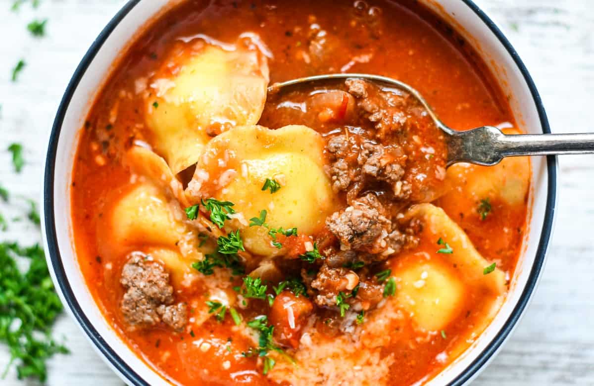 Ground Venison Ravioli Soup by Jeff Benda