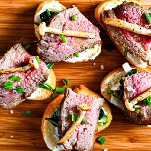 Mushrom and Deer Steak Crostini