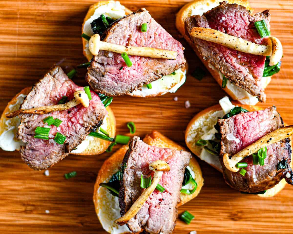 Mushrom and Deer Steak Crostini