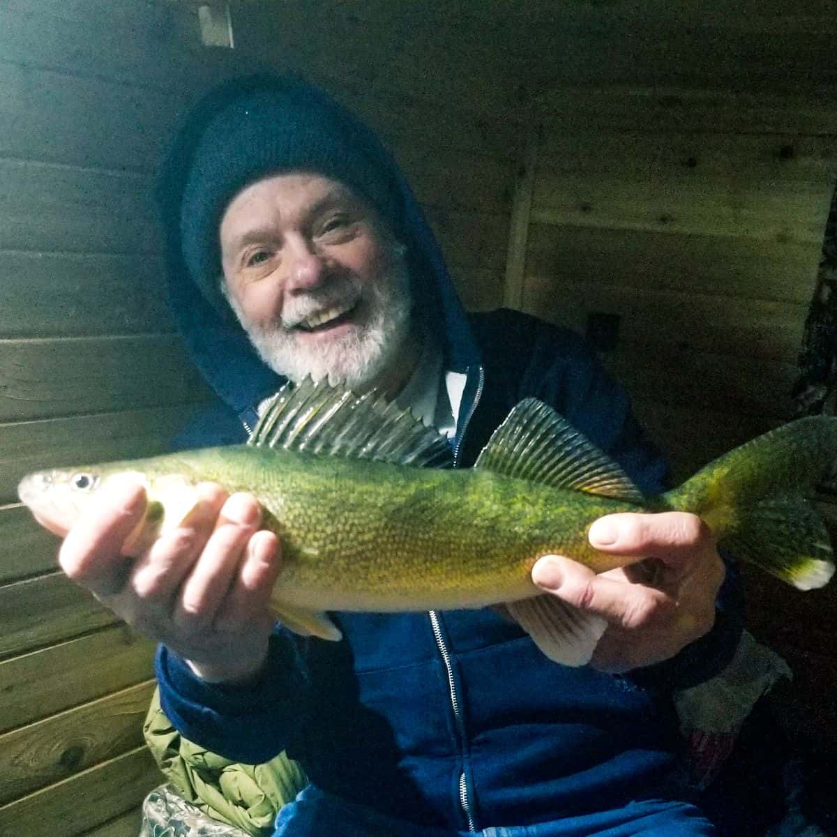 My dad Jerald Benda with his first walleye