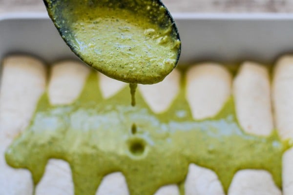 Green Sauce over tortillas