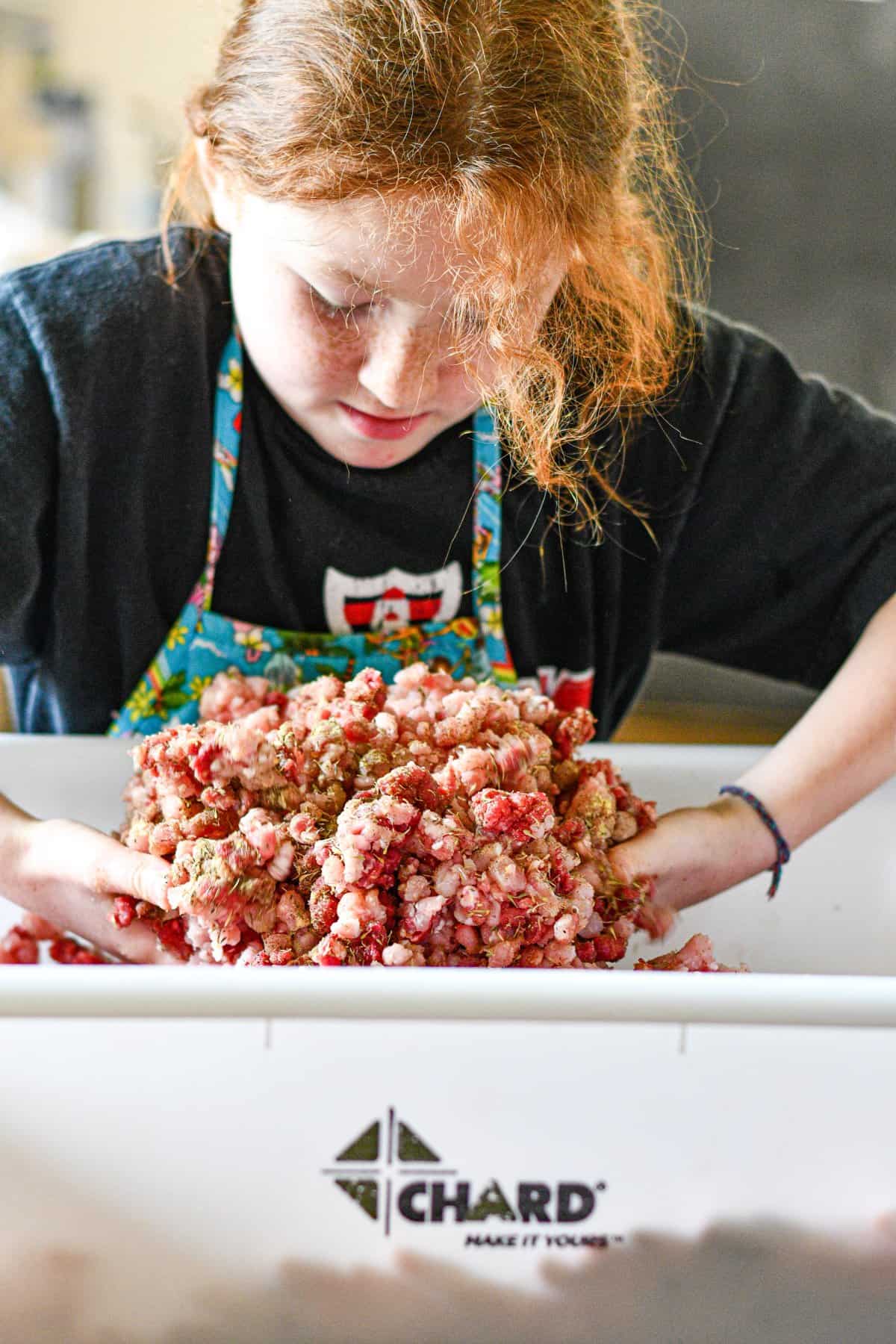 Making homemade sausage