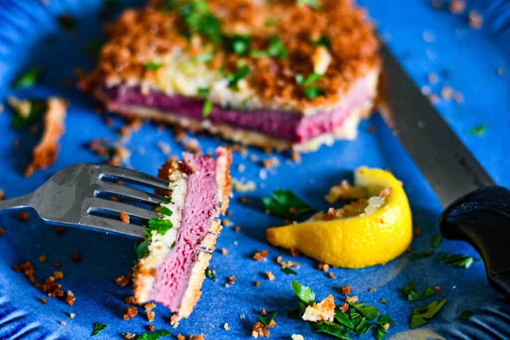 Wiener Schnitzel made with a thin, breaded, pan-fried goose breast.