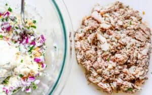 Smoked Fish Dip Recipe including smoked fish, mayonnaise, cream cheese, parsley, red onion, lemon juice, Dijon mustard, horseradish, hot sauce, Worcestershire, and Old Bay