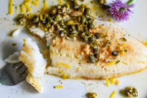 Pan seared walleye with lemon caper pan sauce