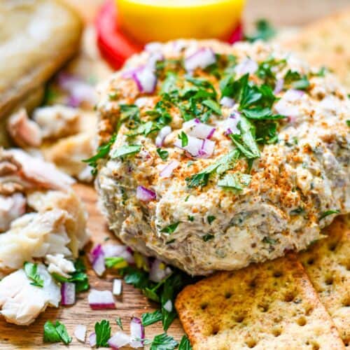 Smoked Fish Dip Recipe served with crackers