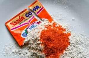 Sazon Goya seasoning and flour