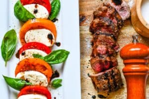 Grilled Venison Eye of Round Recipe with Caprese Salad by Jeff Benda