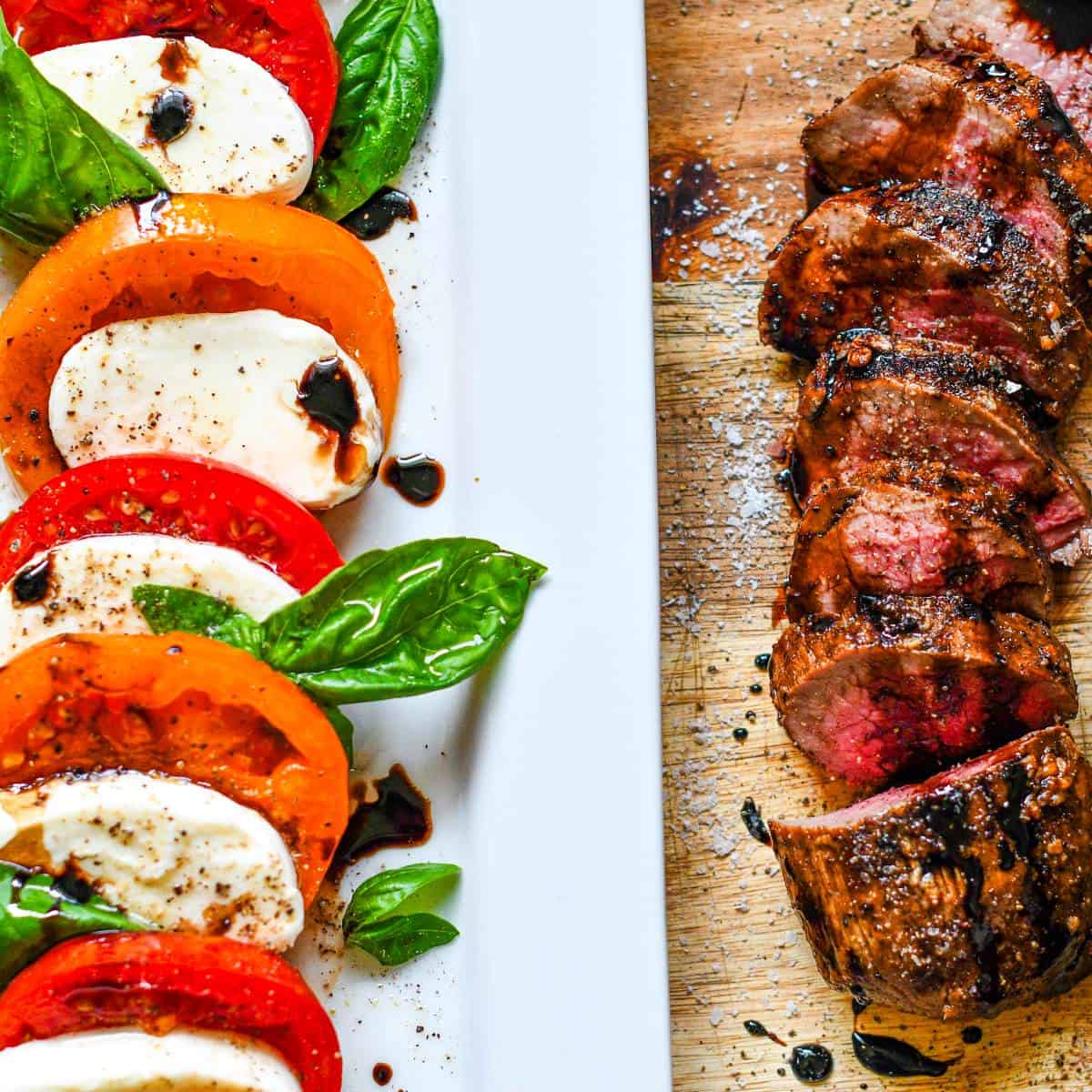 Grilled Venison Eye of Round with Caprese Salad Recipe by Jeff Benda