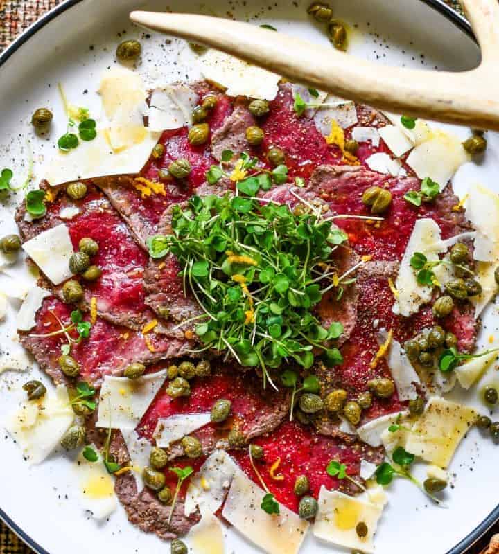 Venison Carpaccio and Baby Arugula