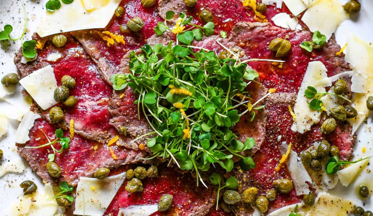 Venison Carpaccio with Baby Arugula