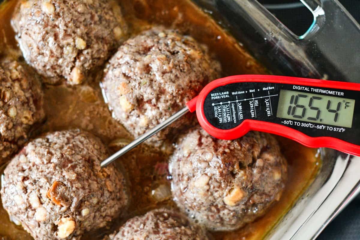 Meatball Internal Temp for British Meatballs should be 165 degrees F