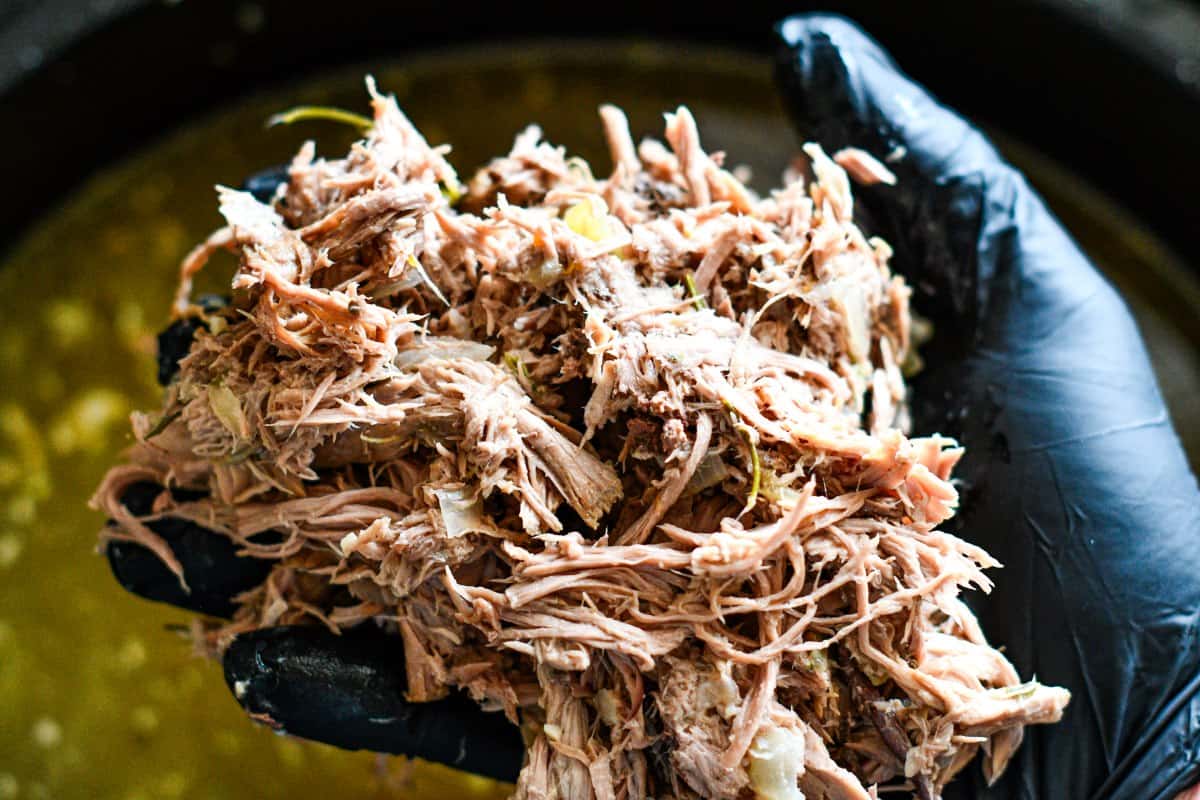 Shredded Turkey Leg Meat saved from Slow Cooker Turkey Stock