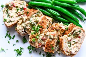 Stuffed Wild Turkey Breast (Turkey Roulade Recipe) with Green Beans